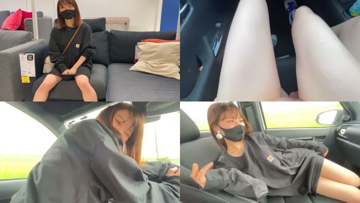 女大学生穿着衬衫裙不穿内裤和男朋友约会购物 在试衣间里直接压在男友身上，享受着野外做爱的快感