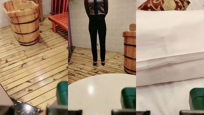 会所里勾搭制服女部长，直接上手扒光享受骚逼的口活 part1