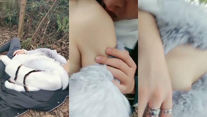 寂寞的大学生情侣，上完网课后无聊，相约到茶园野战