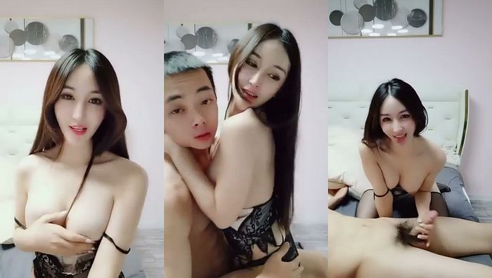 网红级，长发极品美少妇，黑丝情趣装和老公在家直播 part1